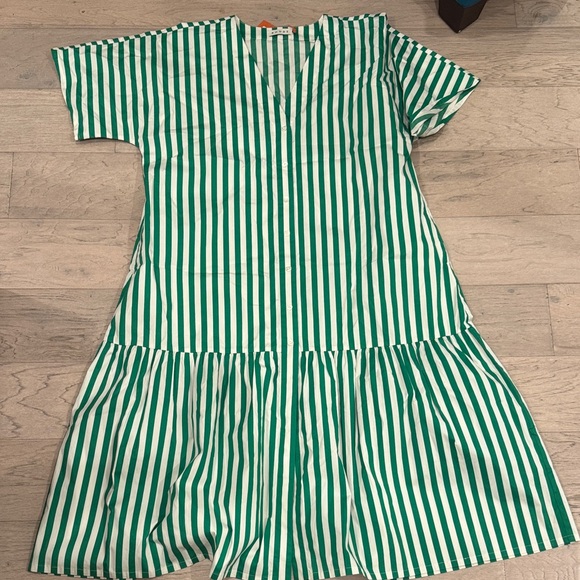 RHODE Orla Dress with Green Curacao and White Stripes - Picture 2 of 5